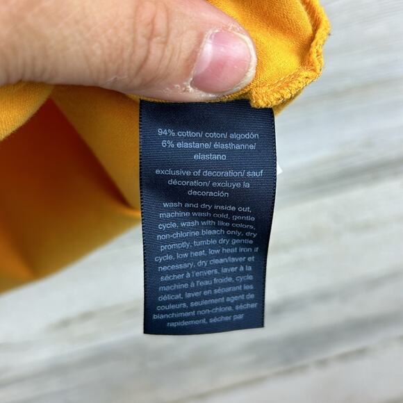 Tommy Hilfiger womens large 3/4 length gold cotton v neck blouse top casual - Picture 5 of 5